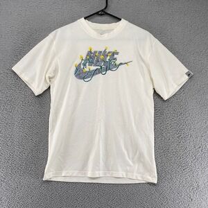 Nike Shirt Mens XS Embroidered Logo Floral Stitched Short Sleeve M2Z Off White